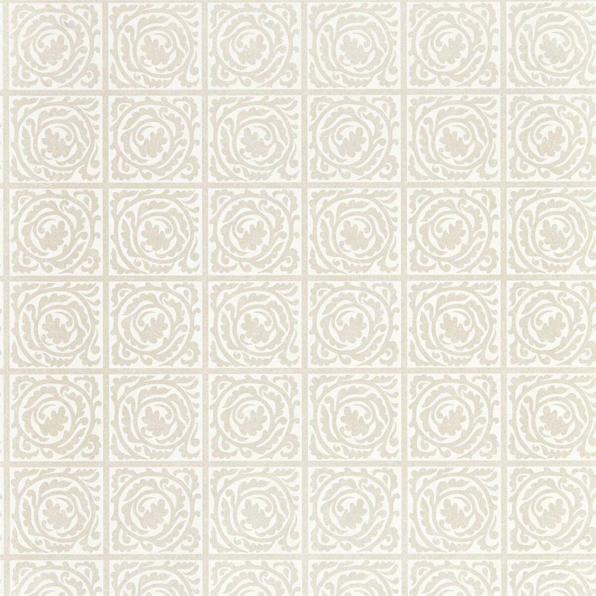 Pure Scroll Wallpaper - White Clover by black-grey botanical wallpaper from william morris & co