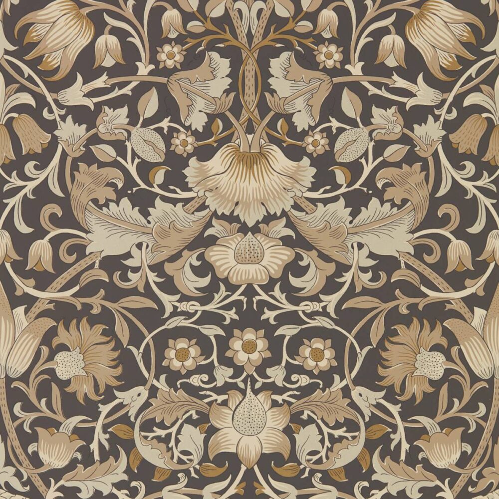Pure Lodden Wallpaper - Charcoal / Gold by black-grey botanical wallpaper from william morris & co