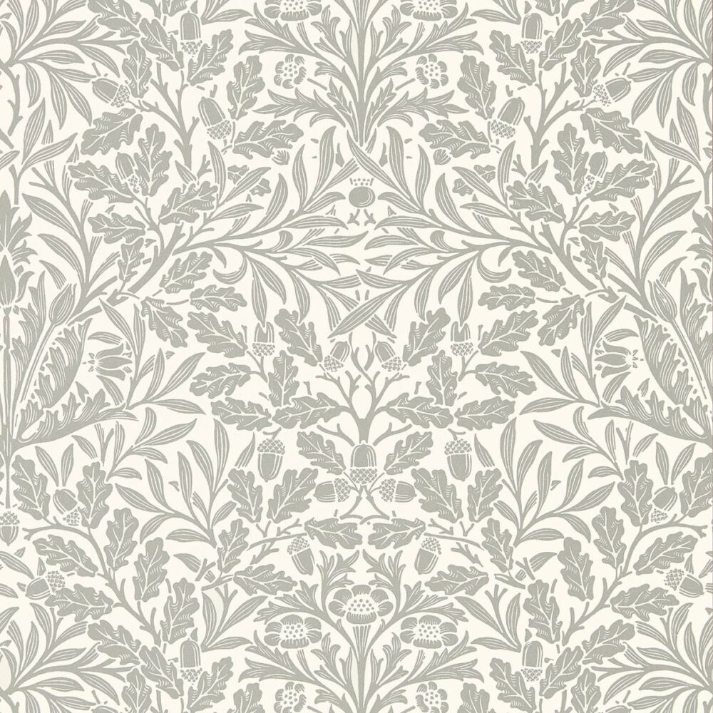 Pure Acorn Wallpaper - Ecru / Pewter by black-grey botanical wallpaper from william morris & co