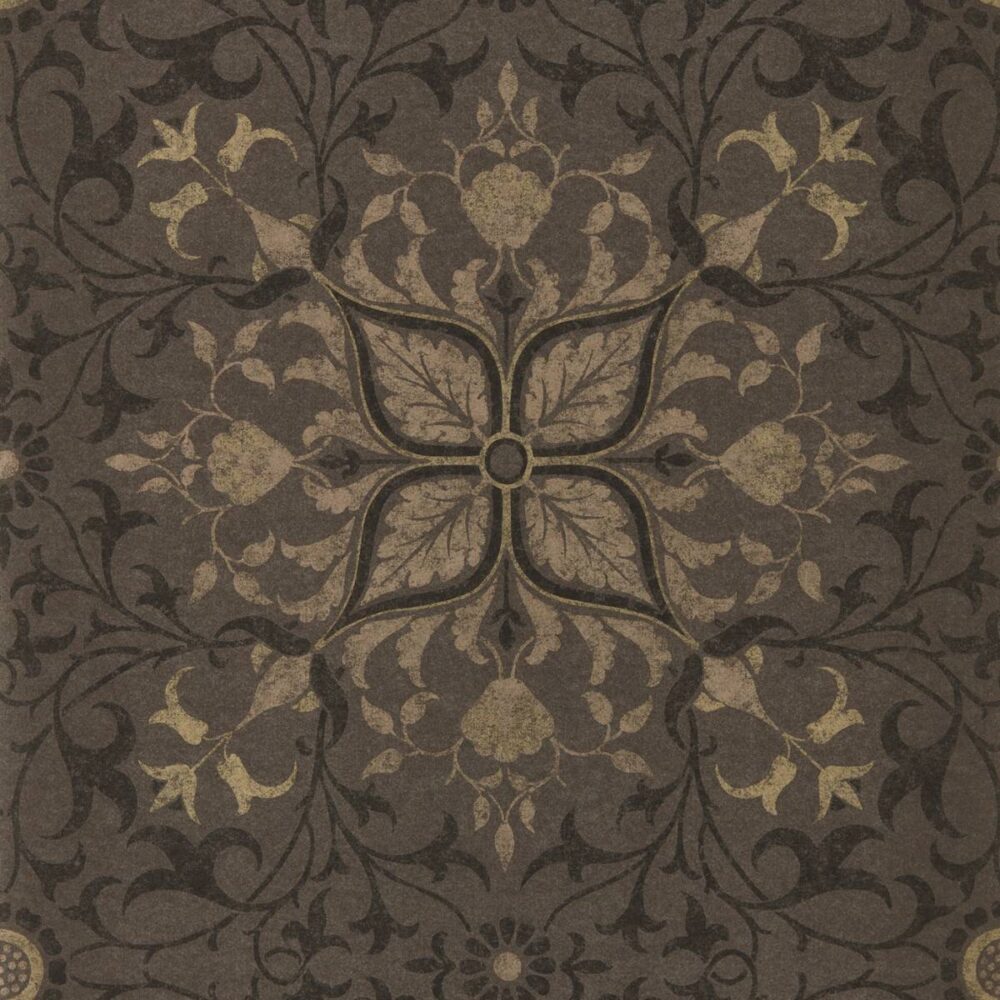 Pure Net Ceiling Wallpaper - Charcoal / Gold by black-grey traditional wallpaper from william morris & co