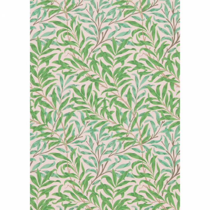 Willow Bough Wallpaper - Pink / Leaf Green swatch