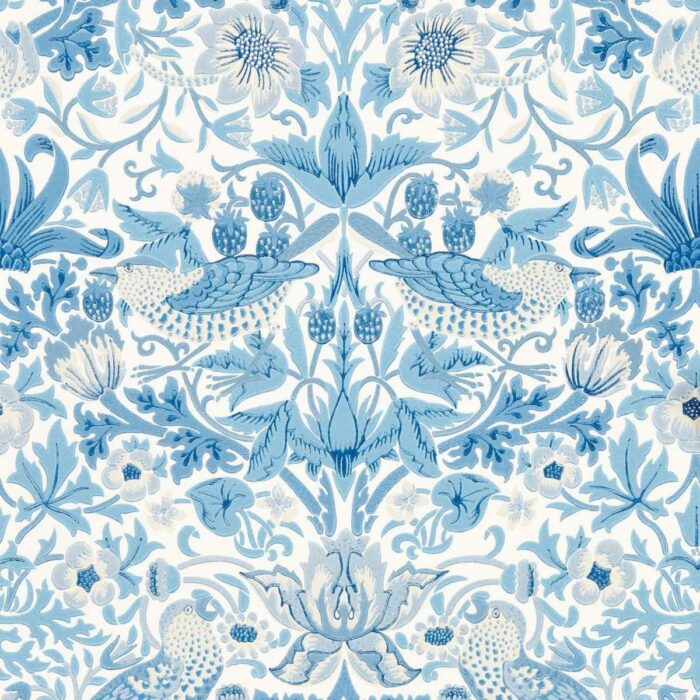 Simply Strawberry Thief Wallpaper - Woad swatch