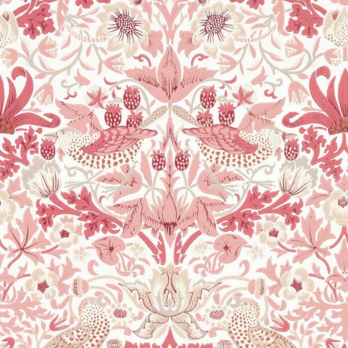 Simply Strawberry Thief Wallpaper - Madder swatch