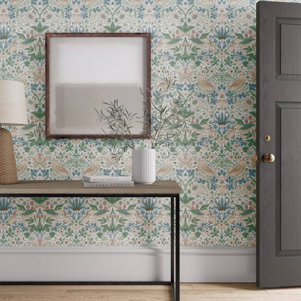 Simply Strawberry Thief Wallpaper - Cochineal Pink from