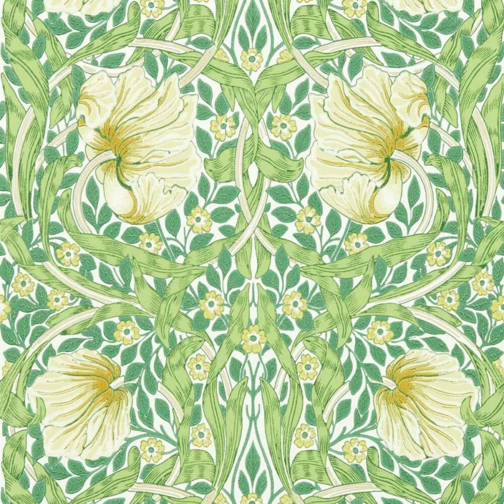 Pimpernel Wallpaper - Weld / Leaf Green by green botanical wallpaper from william morris & co