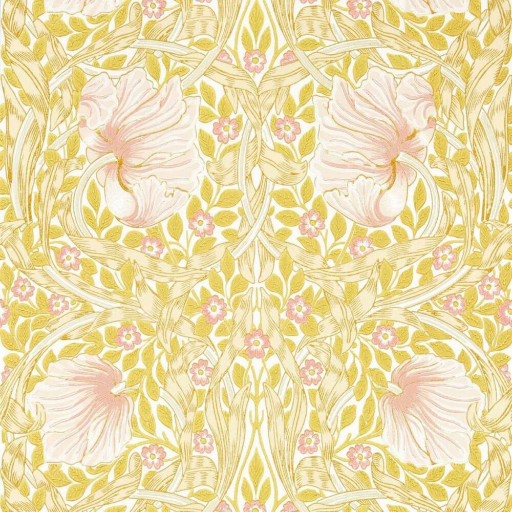 Pimpernel Wallpaper - Sunflower / Pink by yellow botanical wallpaper from william morris & co