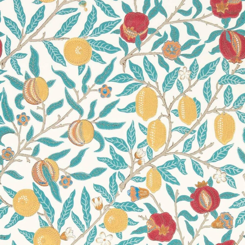 Fruit Wallpaper - Green Indigo / Madder by green botanical wallpaper from william morris & co