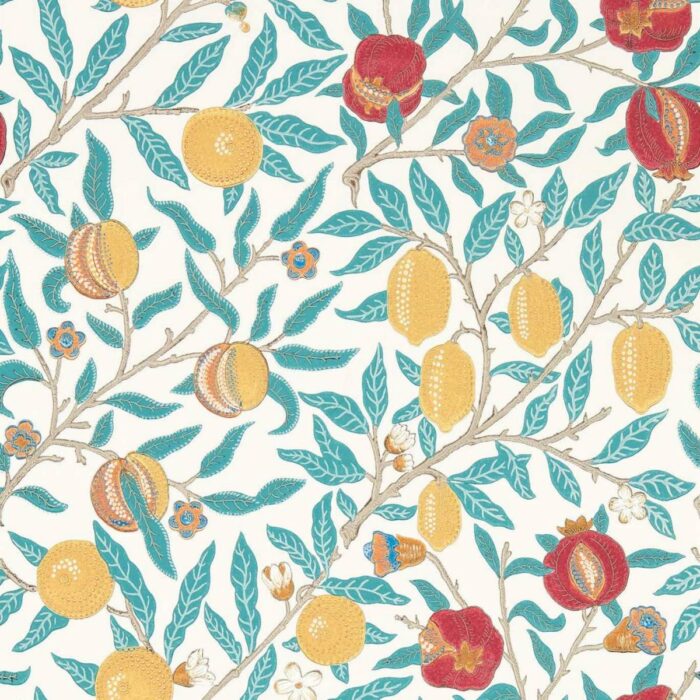 Fruit Wallpaper - Green Indigo / Madder swatch