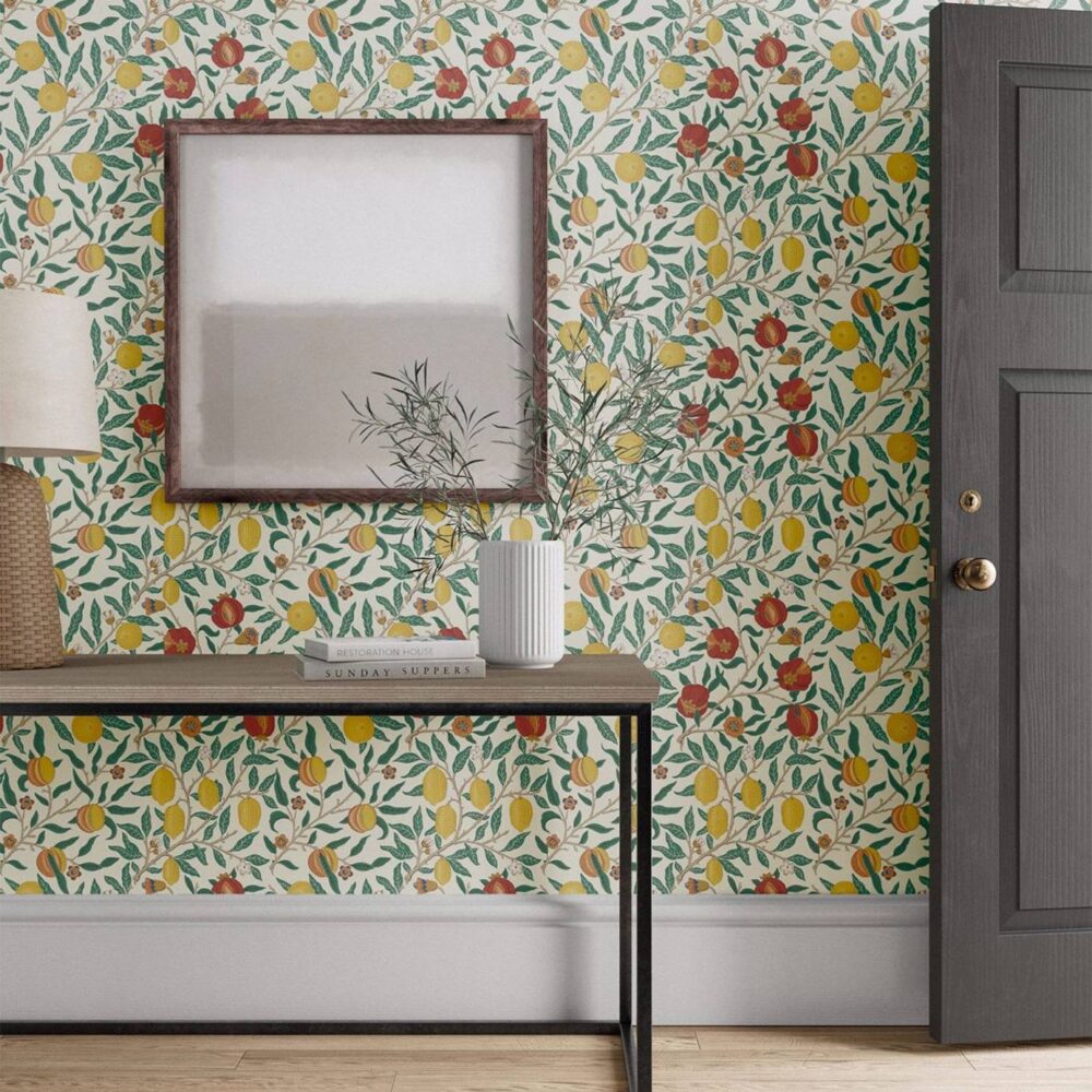 Fruit Wallpaper - Green Indigo / Madder by Fruit Wallpaper - Green Indigo / Madder from