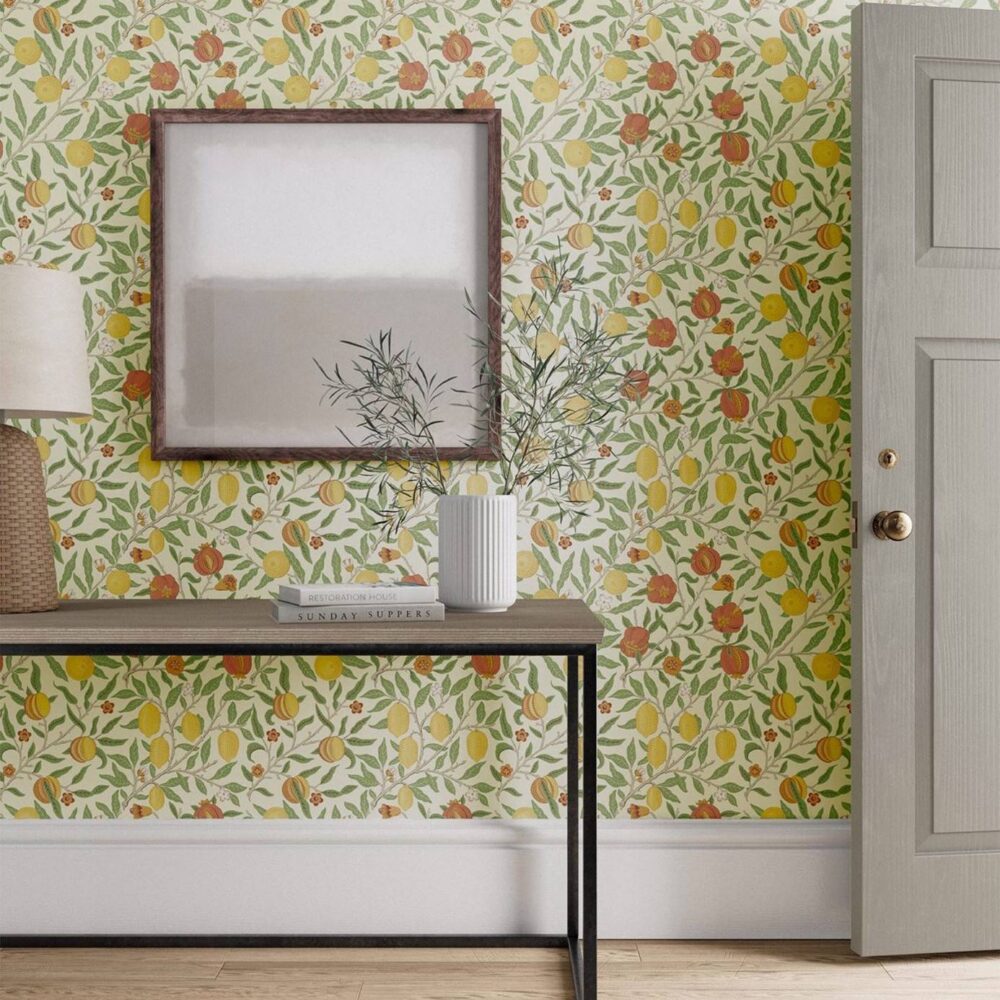 Fruit Wallpaper - Green Indigo / Madder by Fruit Wallpaper - Green Indigo / Madder from