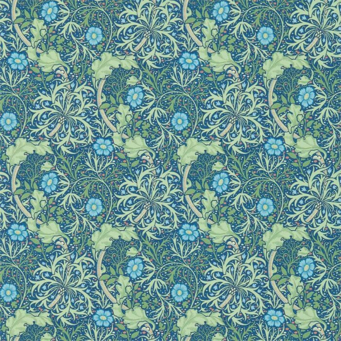 Morris Seaweed Wallpaper - Cobalt / Thyme swatch