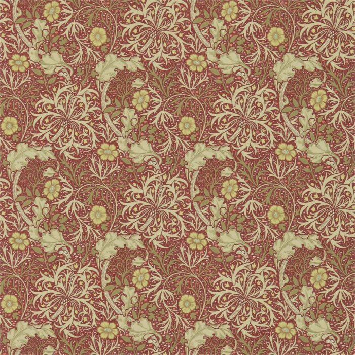 Morris Seaweed Wallpaper - Red / Gold swatch