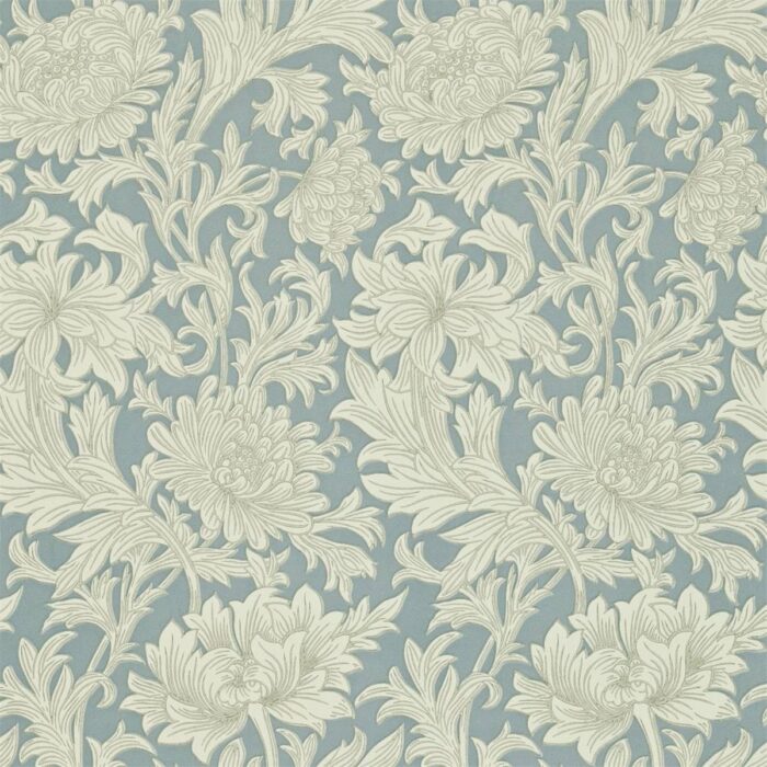 Chrysanthemum Toile Wallpaper - China Blue / Cream swatch