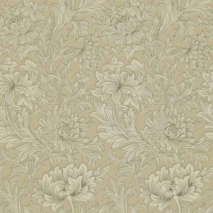Chrysanthemum Toile Wallpaper - Ivory / Gold swatch