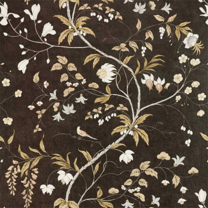 Chambalon Trail Wallpaper - Antique Gold / Vine Black swatch