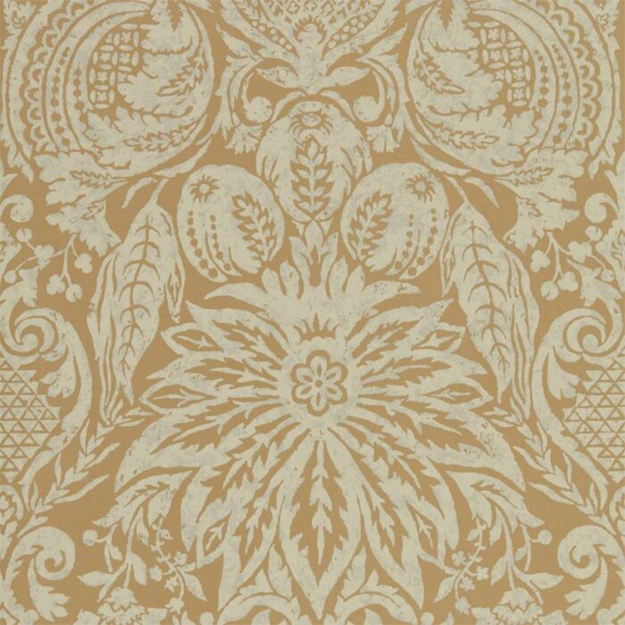 Mitford Damask Wallpaper - Antique Gold swatch