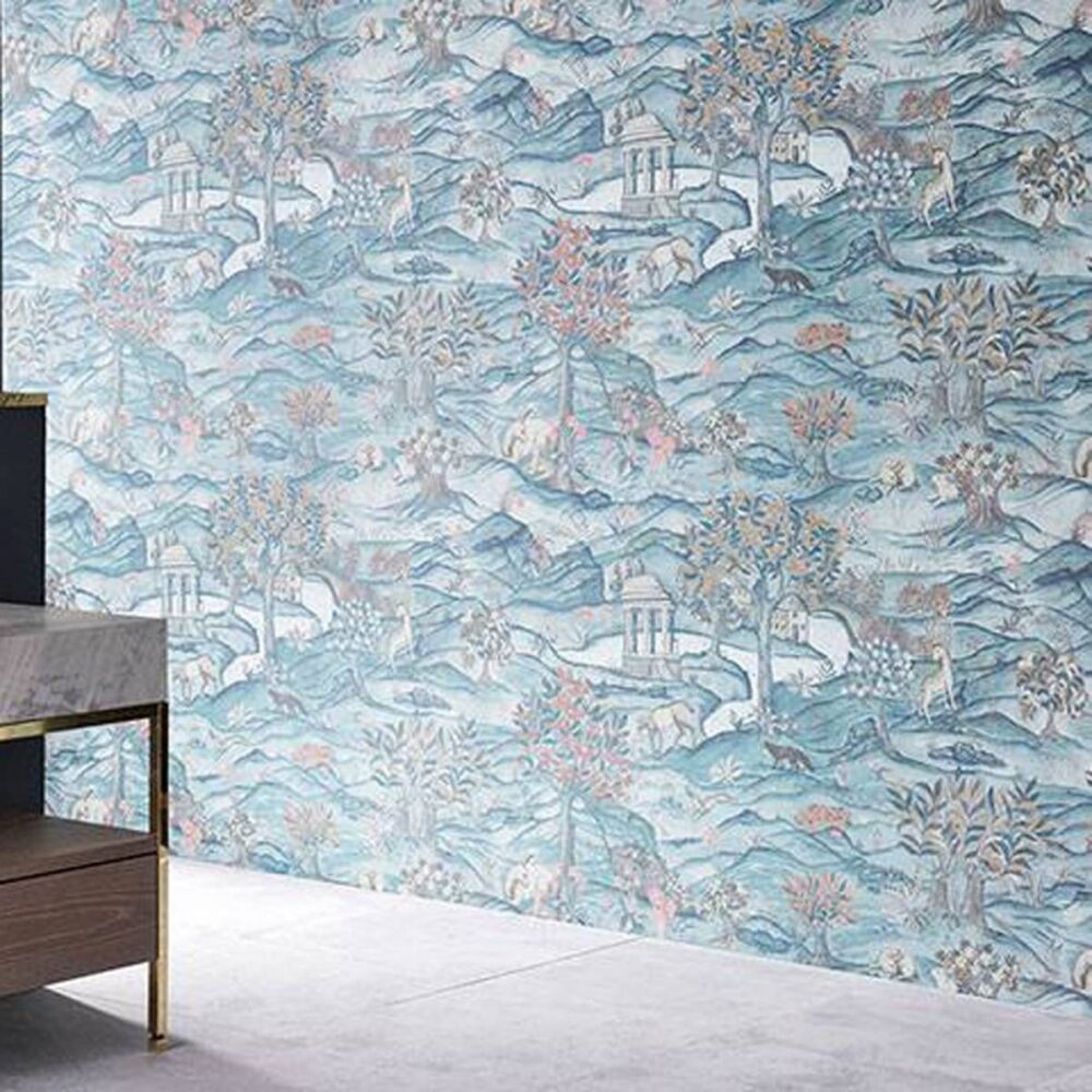 Stand Wood Wallpaper - Teal / Velvet Blue by Stand Wood Wallpaper - Teal / Velvet Blue from