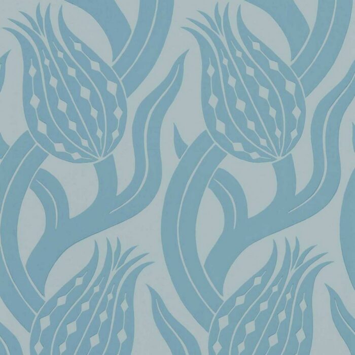 Persian Tulip Wallpaper - Blue Stone swatch