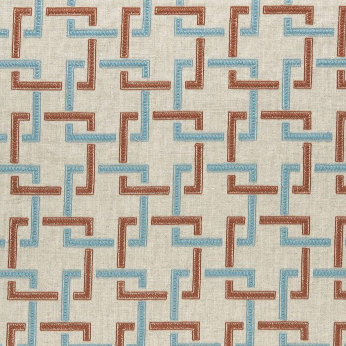 Sekai Fabric - Cinnabar / Aqua swatch