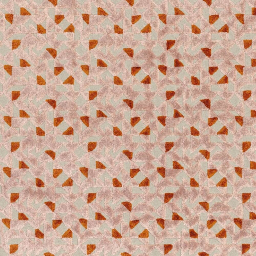 orange geometric velvet-chenille fabric from Camengo