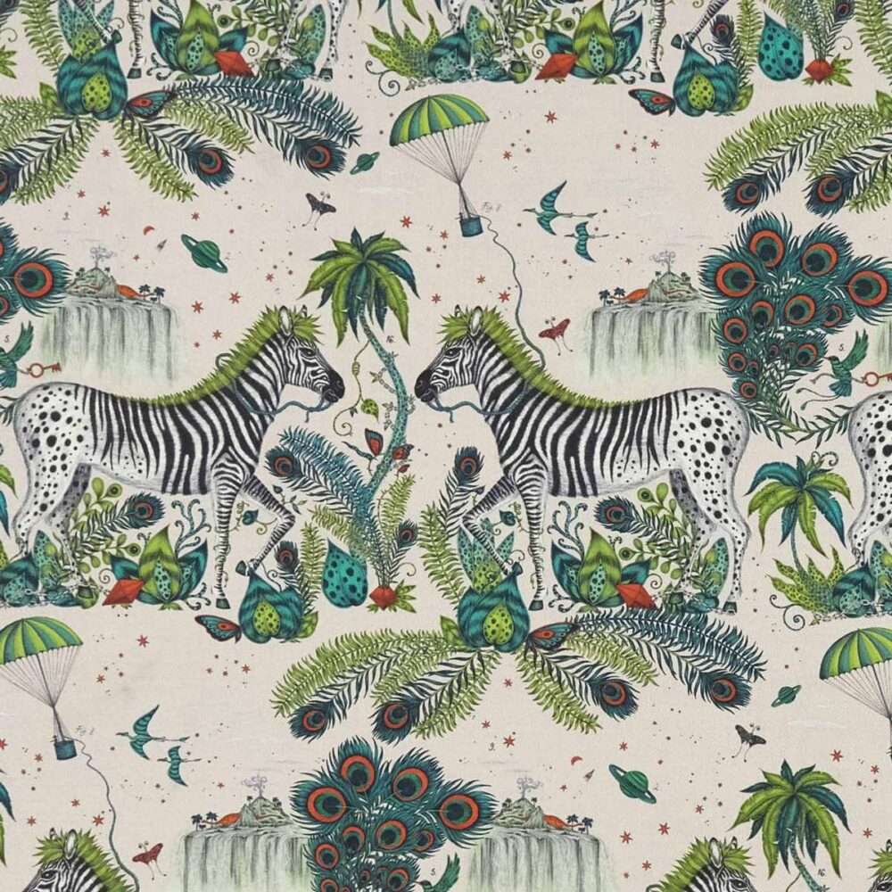 green animal linen fabric from Emma Shipley