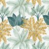 green botanical printed fabric from Camengo