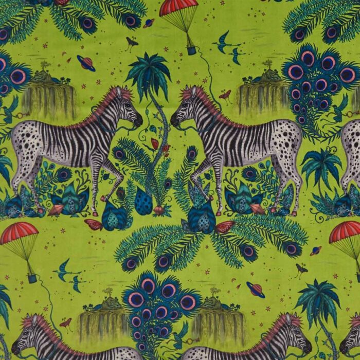 Lost World Velvet Fabric - Lime swatch