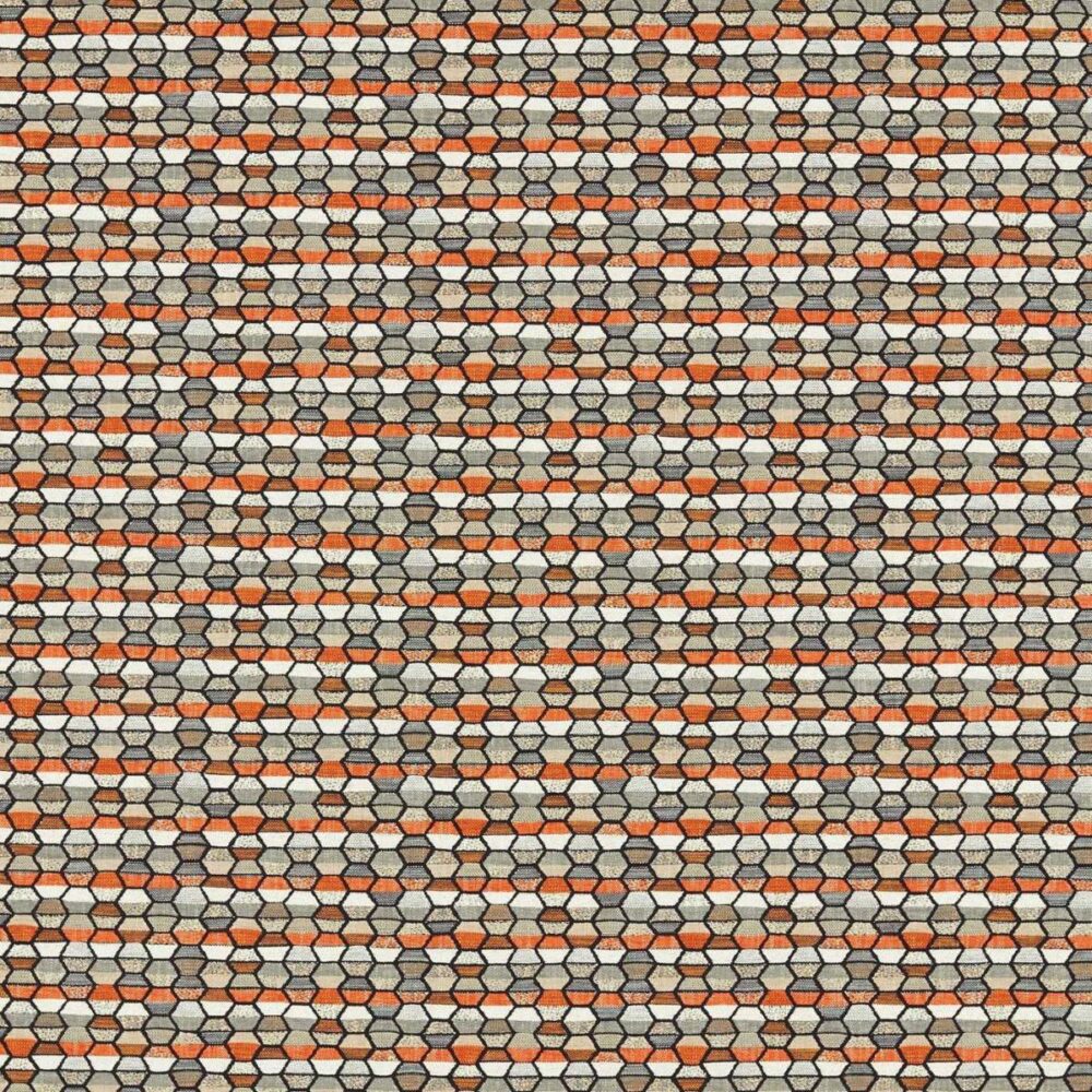 Cosmic Fabric - Spice by orange geometric jacquard fabric from Clarke & Clarke