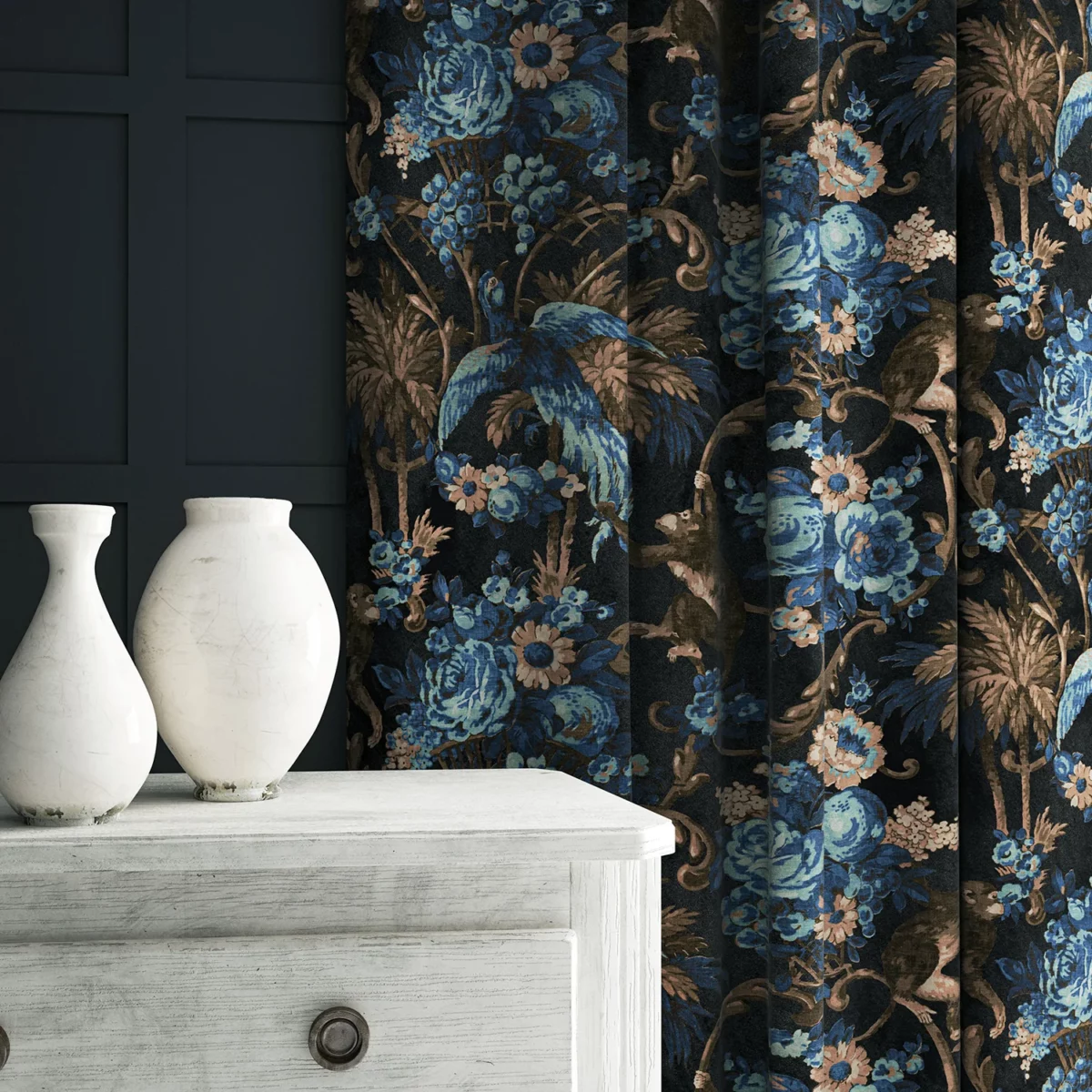 Monkey Puzzle Fabric - Black by Monkey Puzzle Fabric - Black from