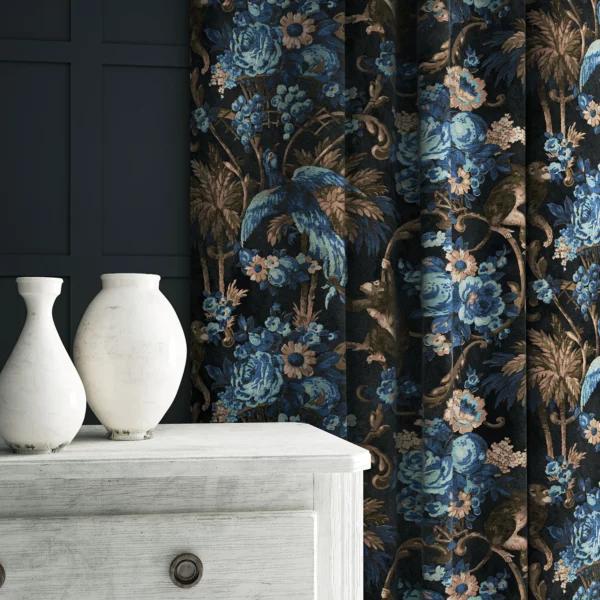 Monkey Puzzle Fabric - Old Blue by Monkey Puzzle Fabric - Old Blue from