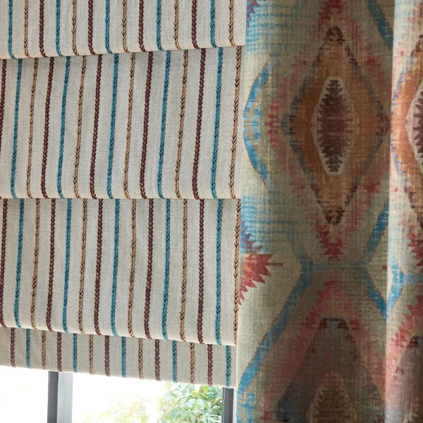 Maya Stripe Fabric - Burnt Orange from