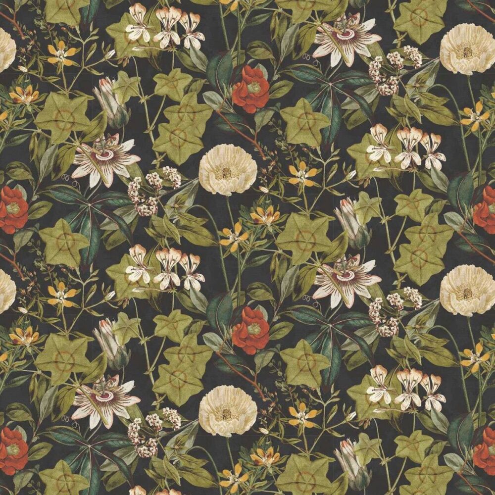 Passiflora Fabric - Noir by Passiflora Fabric - Noir from