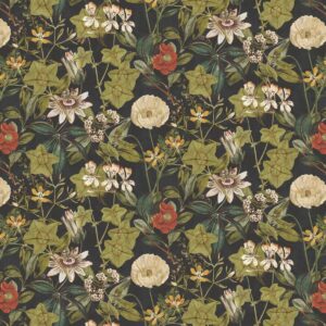 Passiflora Fabric - Noir