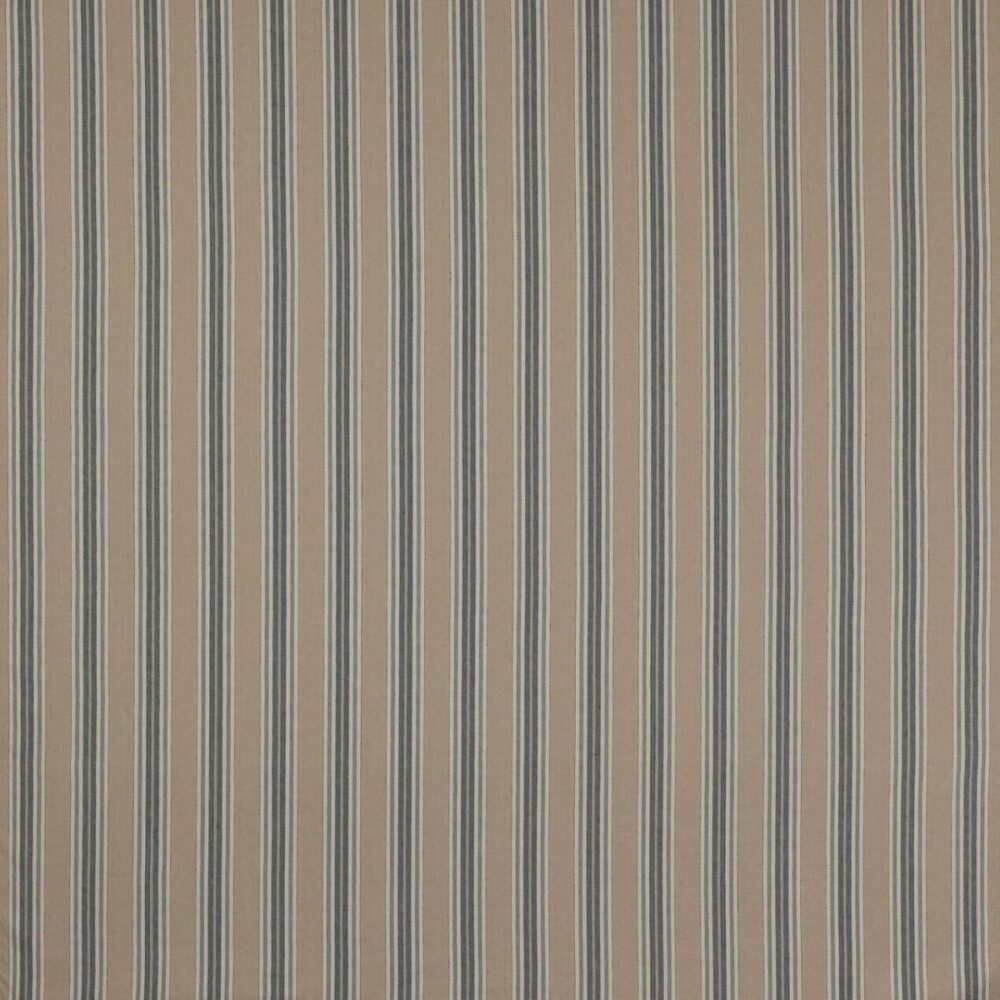 Gillan Stripe Fabric - Blue by blue striped linen fabric from Colefax & Fowler