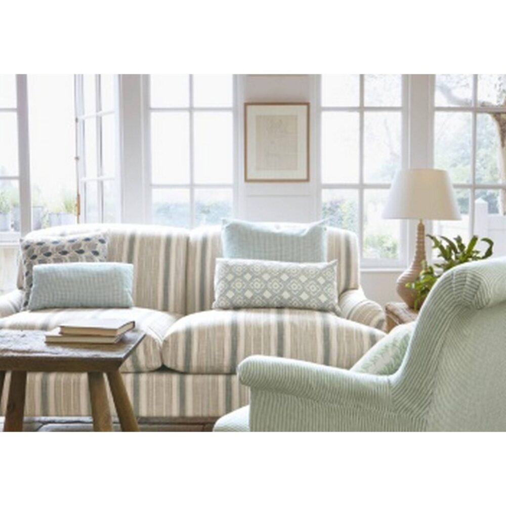 Porth Stripe Fabric - Blue by Porth Stripe Fabric - Blue from