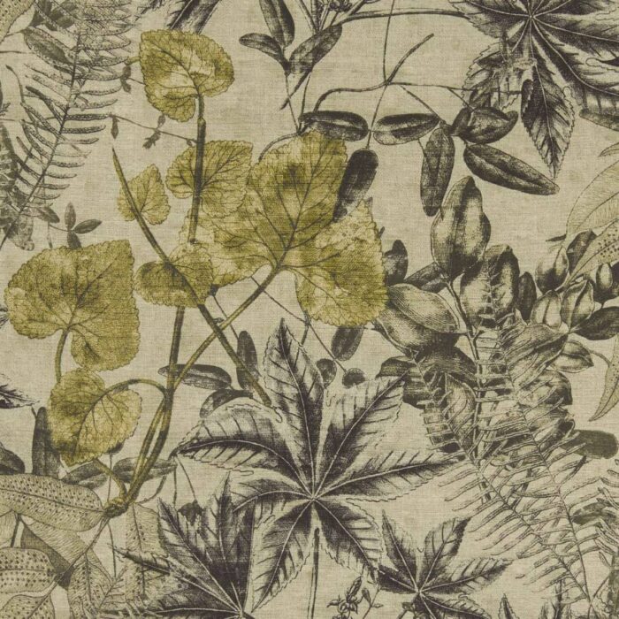 Madagascar Fabric - Charcoal / Chartreuse swatch