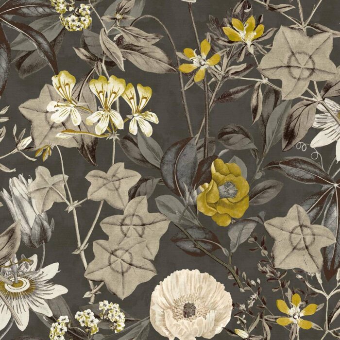 Passiflora Fabric - Charcoal swatch