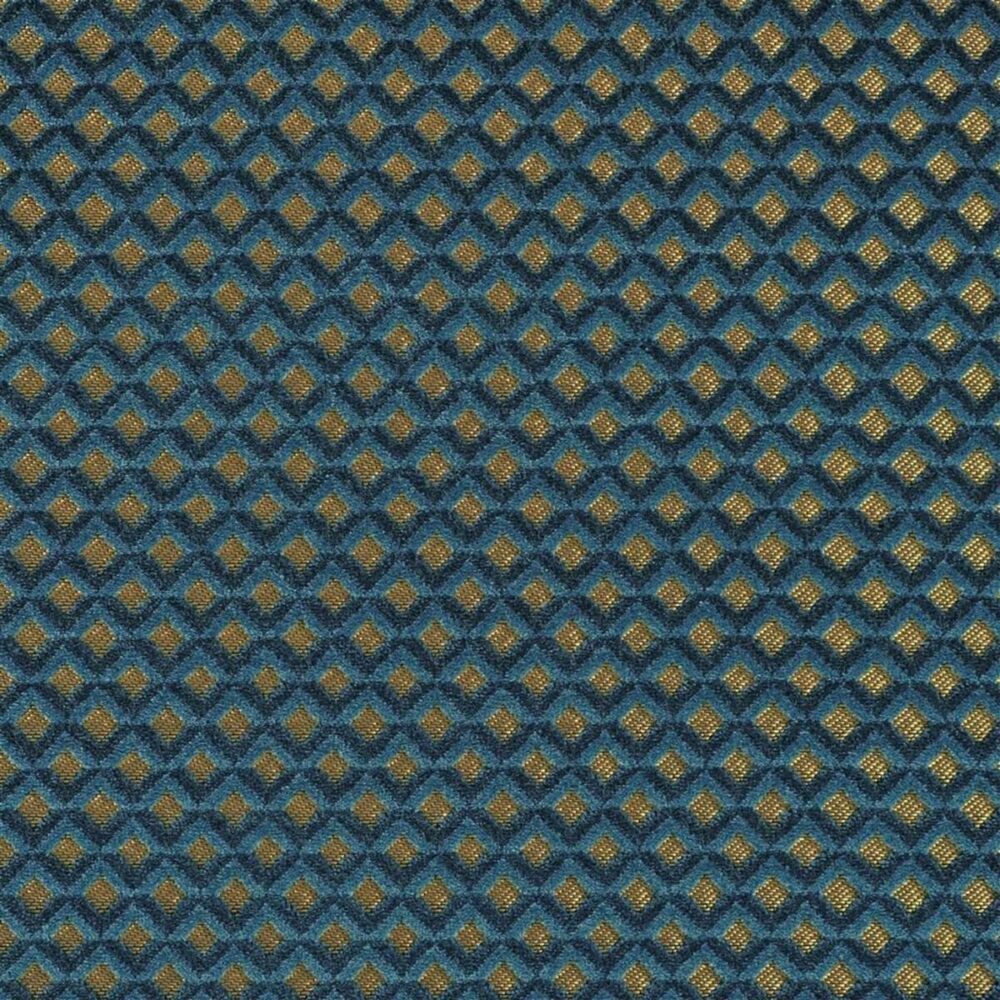 Portland Fabric - Delft by blue geometric velvet-chenille fabric from Designers Guild