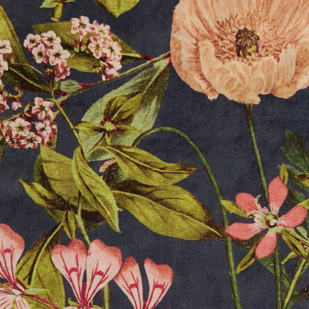 Passiflora Fabric - Midnight / Spice by green botanical velvet-chenille fabric from Clarke & Clarke