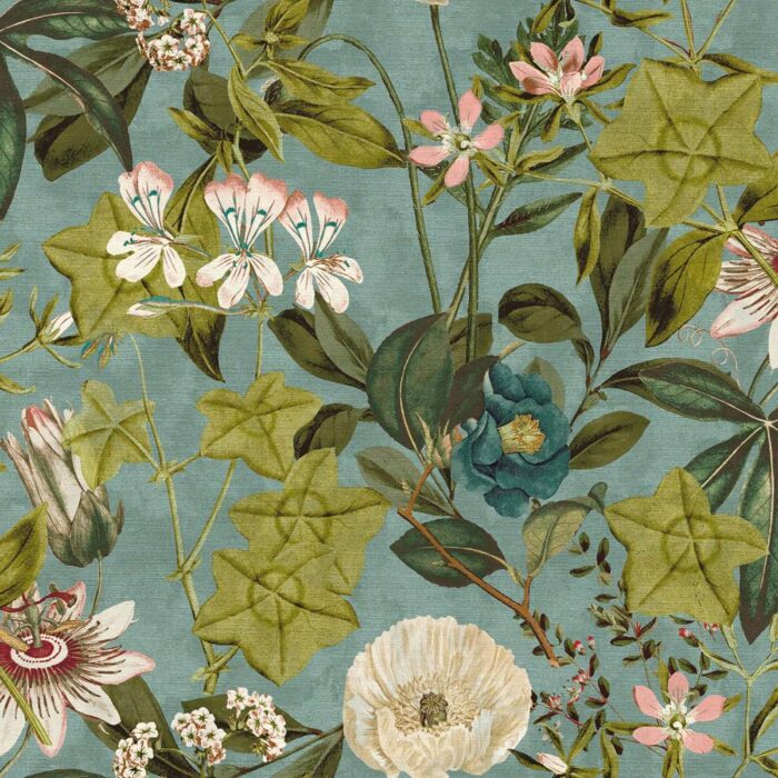 Passiflora Fabric - Mineral / Blush swatch