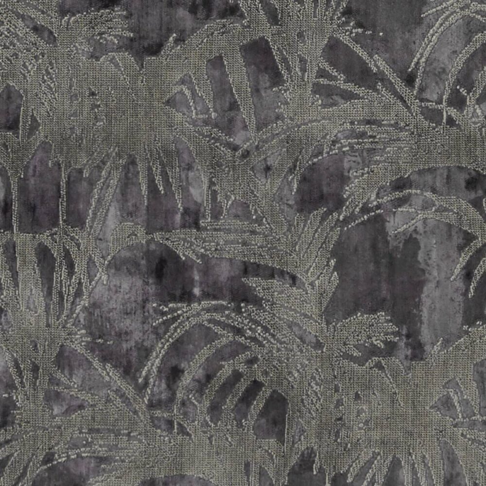 Tropicale Fabric - Charcoal by black-grey botanical jacquard fabric from Clarke & Clarke