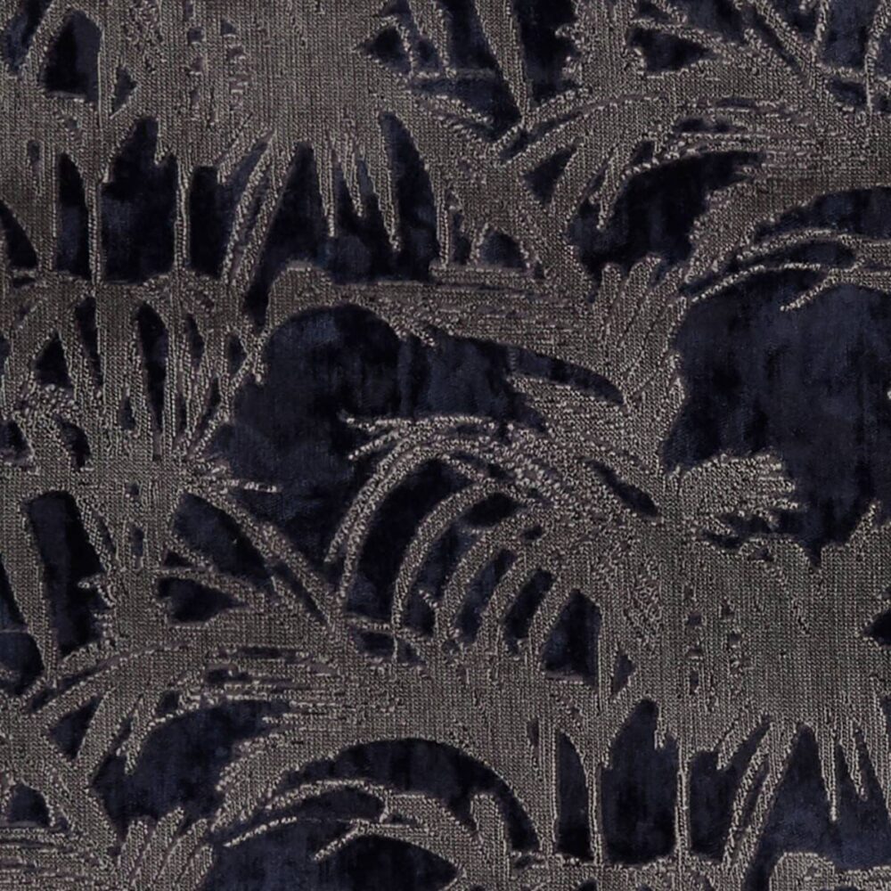 Tropicale Fabric - Midnight by blue botanical jacquard fabric from Clarke & Clarke