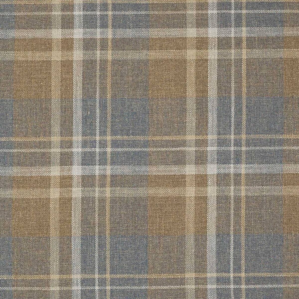 Donovan Plaid Fabric - Slate / Umber by black-grey checked woven fabric from Colefax & Fowler