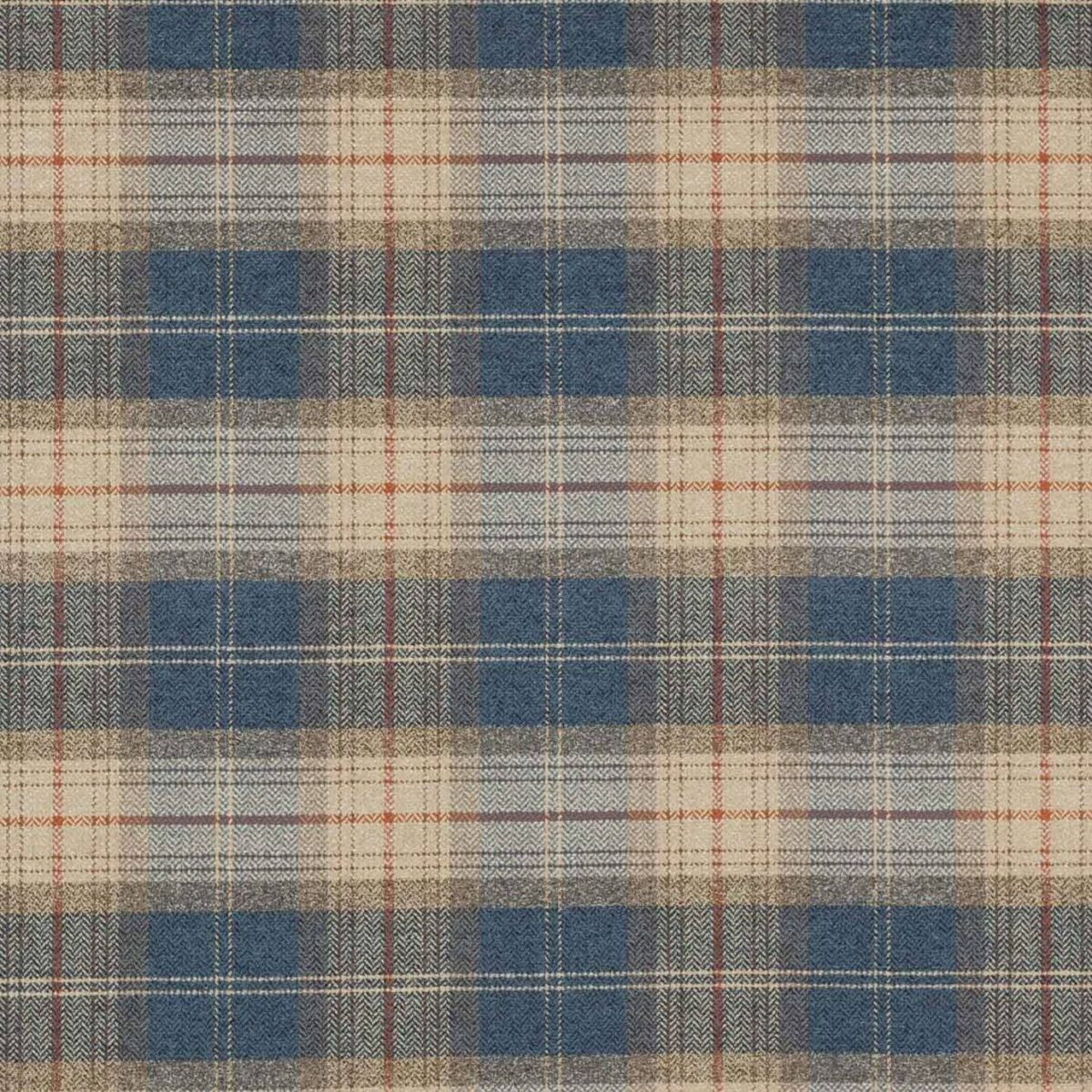 Carrick Plaid Fabric - Navy by blue checked woven fabric from Colefax & Fowler