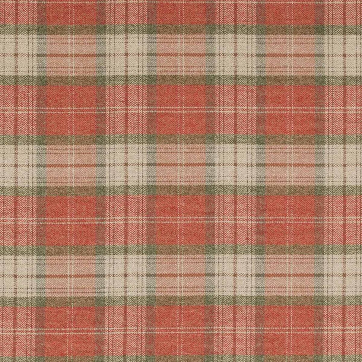 Carrick Plaid Fabric - Red / Green by green checked woven fabric from Colefax & Fowler