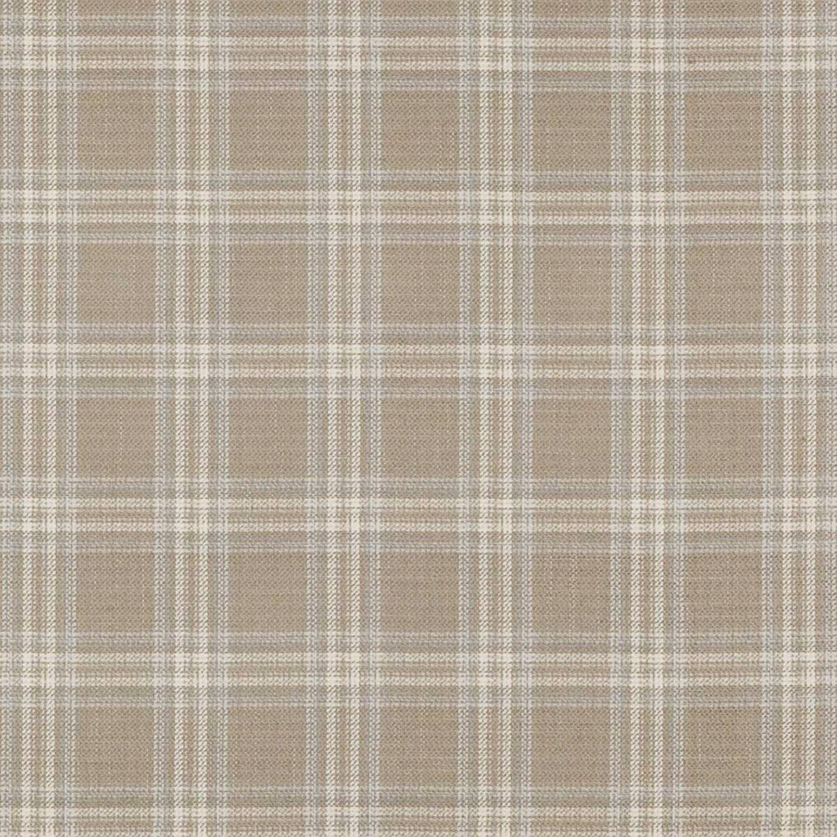 Bowen Check Fabric - Taupe by black-grey checked woven fabric from Colefax & Fowler