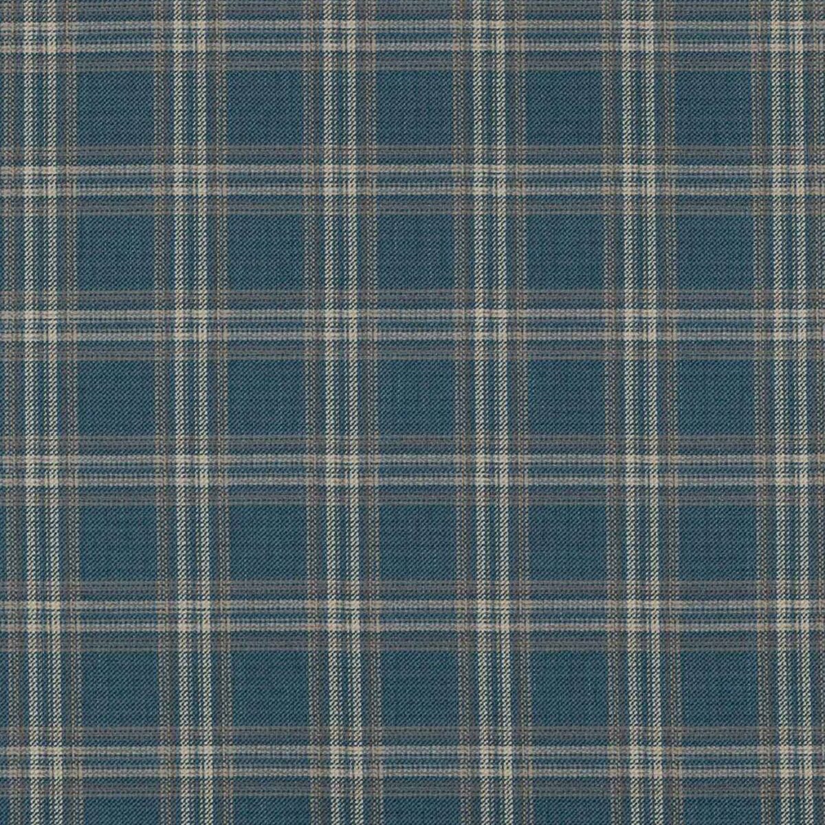 Bowen Check Fabric - Blue by blue checked woven fabric from Colefax & Fowler