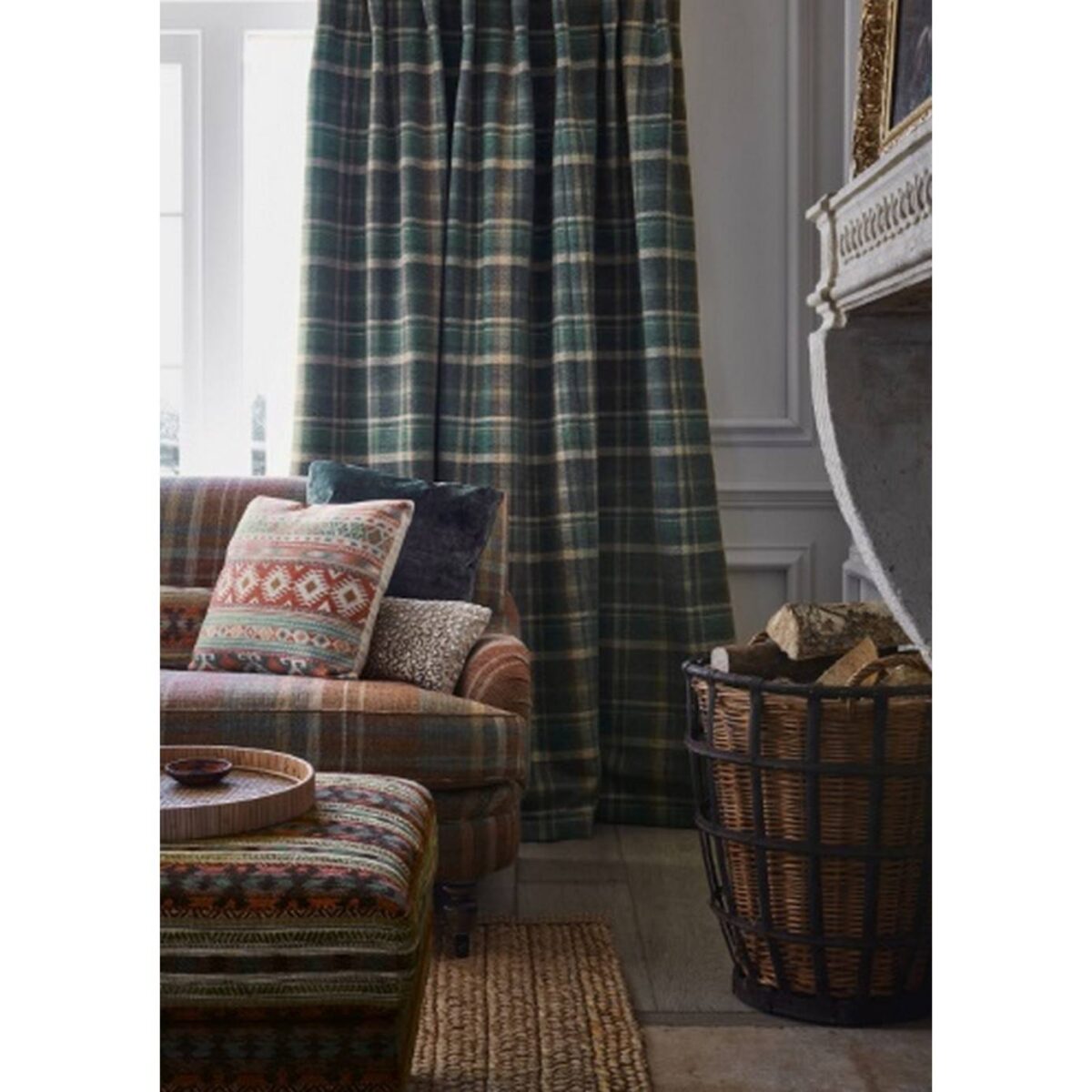 Bowen Check Fabric - Old Blue from