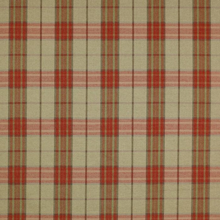 Dunmore Check Fabric - Tomato / Sage swatch