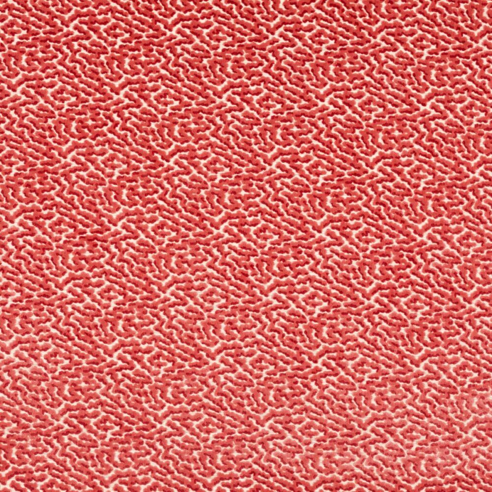 Kemble Fabric - Coral by red misc velvet-chenille fabric from Colefax & Fowler
